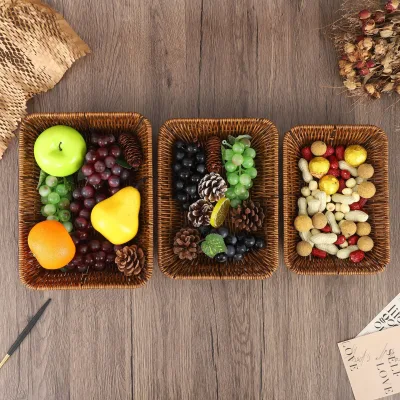 Eco-friendly Plastic Rattan Knife and Fork Spoon Drain  Bread Fruit Basket  Kitchen Chopsticks  Restaurant Tableware Storage Box