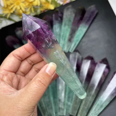 Wholesale Natural Crystal Quartz Semi-precious Stone Green Fluorite Power Wand Crystal Tower