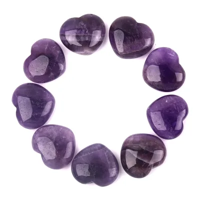 Wholesale Natural Amethyst Crystal Heart Shaped Crystals Mini Heart Crystals Healing Stones