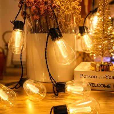 Connectable Outdoor String Lights Smart Rgbic LED Bulbs with End to End Design for Pergola Gazebo Event Decor Lighting