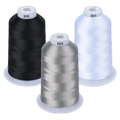 For Durable Machine Embroidery Thread 5000M Spool Set Polyester Classic Colors White Black Gray for Embroidery Machine