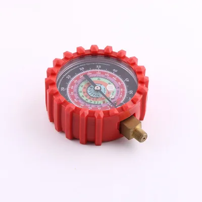 80mm Radial Snap-in Red Protective Cover Adjustable Refrigerant Pressure Gauge for R410A R-22 R404A R134a