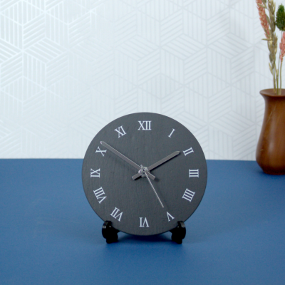 Custom Laser Time Slate Table Clock with Holder