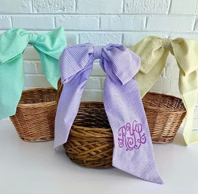 Wholesale Custom Wrap Swaddle Bow Sash Toddler Gift New Born Baby Seersucker Birthday Sash Home Use Sustainable Soft