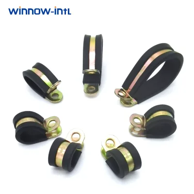 Rubber Lined P Clip Zinc Plated Metal Fixed Clamps for Automotive Pipe and Cable Fixing
