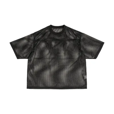 Spot Short and Wide Version of Leisure Sports Printing Men's T-shirt Net Eyeball Suit Polygonal Mesh Loose Short Sleeve