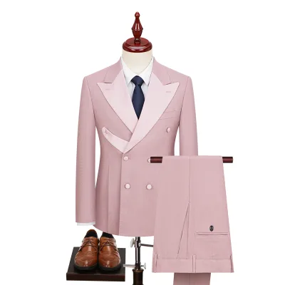 Latest Pink Design Ready Made Men Suit Handmade Slim Fit High Quality Groom Suits for Party Wear 2025