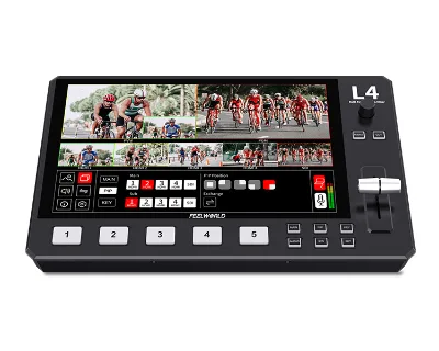 FEELWORLD L4 10.1 Inch Touch Screen Video Switcher 10.1 Inch Touchscreen, 5 Input Sources PST PGM and Operation Interface