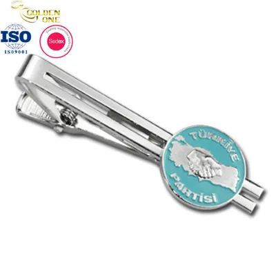 High Quality Silver 2D Raised Metal 55mm Matte Colors Soft Enamel Custom Brass Blank Tie Bar Clip Design Tie Clip for Gift