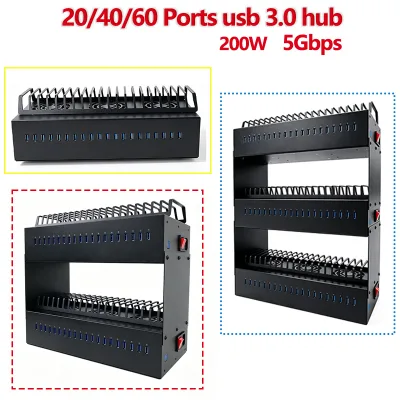 Factory Hot Selling USB 3.0 20/40/60 Ports Phone Farm Box High Quality 200W 5V/2A