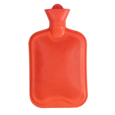 Hand Warmer 2000ml Large Capacity Classic Red Hot Water Bag Rectangle Patterned Naturel Rubber Hot Water Bottle 2l for Feet