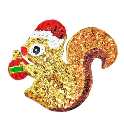 Newest Fashion Golden Shiny Christmas Mitten Sequin Iron On Patch Clothing Accessories for Gloves