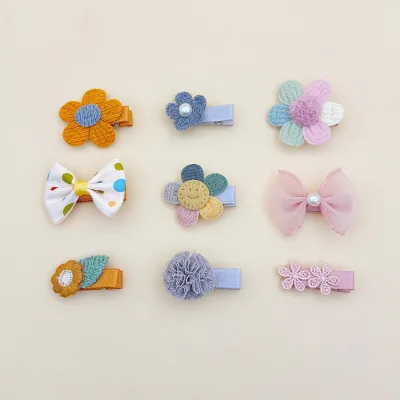 Custom Handmade Fabric Fresh Flower Sunflower Cute Butterfly Hair Clips for Women's Party Use