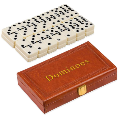 Domino Game PU Leather Multi Game Dominos 28pcs Set Double 6 Mini Domino