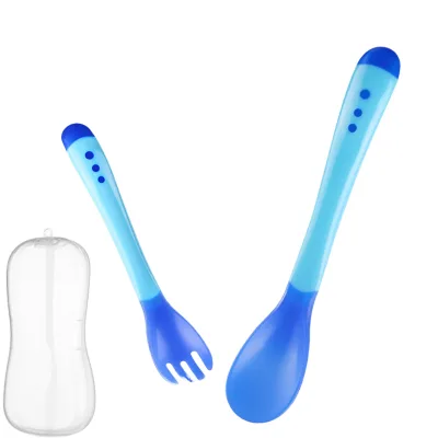 Baby Learning Training Fork Spoon Set Baby Crooked Handle Training Spoon Folk Set Babies Accessories New Born