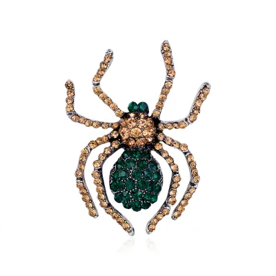 European and American Retro Diamond Inlaid Spider Brooch