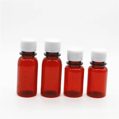 Plastic PET Transparent Brown Cough Syrup Bottles for Chemical Safety 60ml 80ml 90ml100ml 120ml 150ml 200ml Anti-theft Capes
