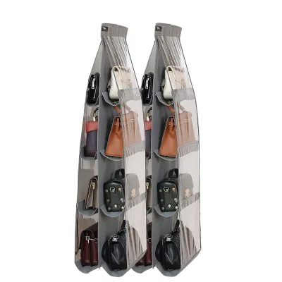 Transparent Fabric Pocket Handbag and Wardrobe Closet Storage Hanging Organizer Classic Design for Living Room Dust Proof
