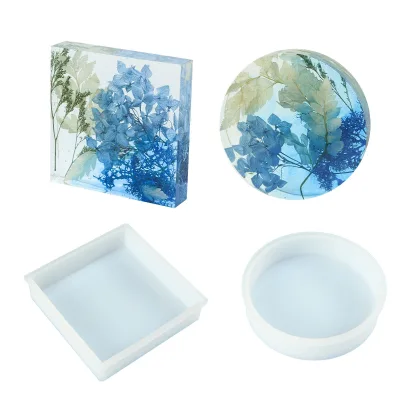 Glue Resin Mold Plaster coaster square Round coaster Ornament Silicone Mold