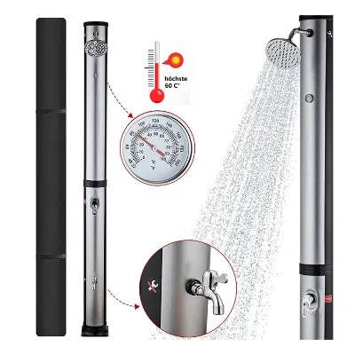 Gartendusche Hot Sale 38L Silver PVC Body Garden Shower with Integrated Thermometer Pool Outdoor Solar Shower