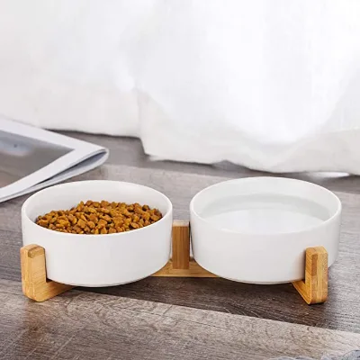 High Quality Ceramic Dog Bowl Pet Ceramic Bowl Marble Feeder Double Bowls for Dogs and Cats