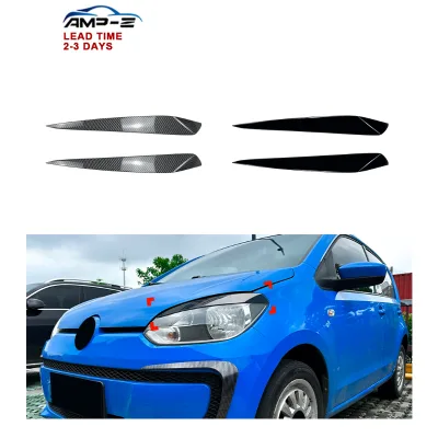 AMP-Z up Gloss Black Front Headlight Eyebrows for Volkswagen VW up 2011-2015