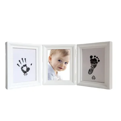 Foldable Washable Ink Cartridges That Can Be Pressed Onto Baby's Hand and Foot Prints, Solid Wood Photo Frames