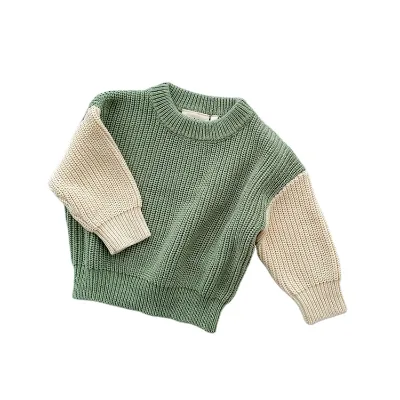Wholesale Autumn Winter Infant Toddler Pullover Baby Kids Clothes Chunky Knitted Sweaters 100% Organic Cotton Sweaters