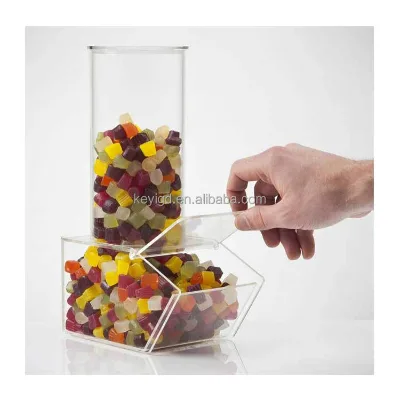 Custom Counter Top Bulk Sweet Dispensers With Tube Shaped Holder Clear Acrylic Candy Display