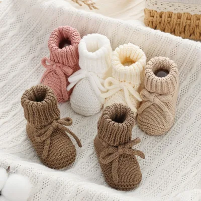 Baby Booties Newborn First Walkers Cozy Shoes Warm Knit Soft Booties for Toddler Infant Boy Girl