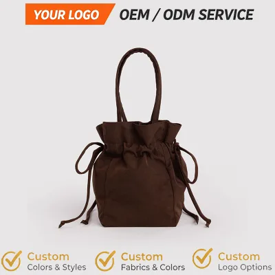 Custom Women Crossbody Tote Bags Lightweight Cinch Bags Durable Drawstring Bag Top Handles for Ladies Party Daily Carry Bag