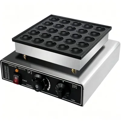 Commercial 25 Holes Electric Mini Dutch Pancake Maker Non-stick Poffertjes Machine Stainless Steel Muffin Baker for Cafe Shop