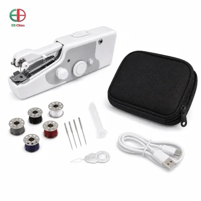 Mixed Color Handheld Sewing Machine Retail Set with Bobbins Needles and Thread Accessories for Gift Store Supply