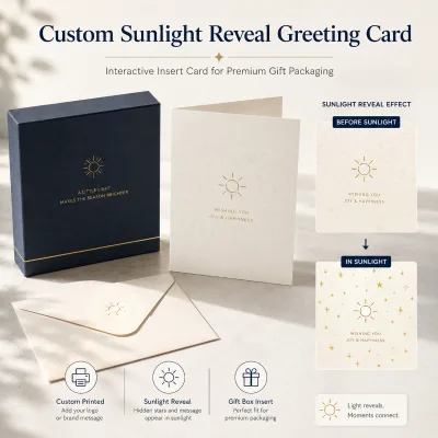 Custom UV Color Changing Holiday Greeting Card for Luxury Gift Box Brand Packaging