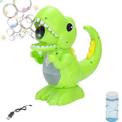 Non-Toxic Rechargeable Plastic Automatic Bubble Maker Toys Leakproof Design Dinosaur Bubble Machine for Kids