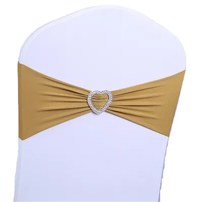Modern Minimalist Polyester Gold Bow Knot Chair Back Strap Elastic Chair Sashes Wedding Decorative Bow Ties