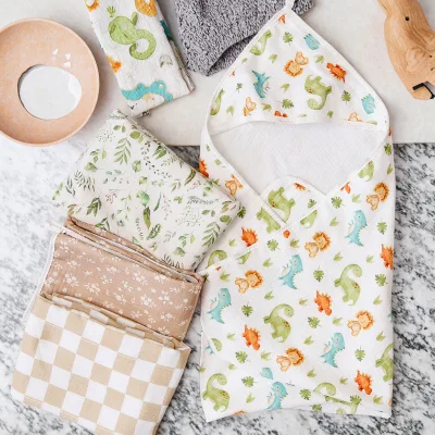 Pure Cotton Super Absorbent Hooded Baby Bath Towel Fast Drying Gentle on Skin Safe Material