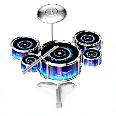 Kids Jazz Drum Set Electroplated Flame Gradient Musical Instrument Toy Educational Percussion Kit for Children Wholesale