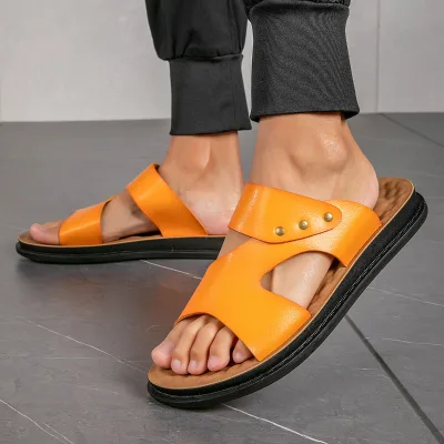 Handmade Superfine Fiber Leather Outdoor Slippers Pure Handcrafted Soft Waterproof Hard-Wearing