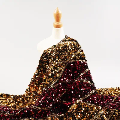 2022 Manufacturers Beautiful African Embroidery with Sequins Velvet Sequin Lace Fabric