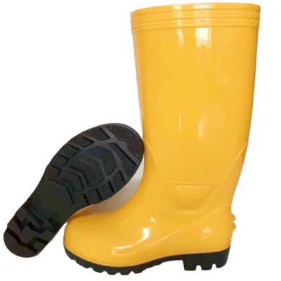 Yellow Color Food Industry Safety Lady Flat Cheap Rain Boots Yellow Gum Boots for Women