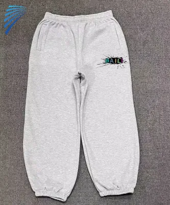 High Quality French Terry Cotton Sweatpants for Men Custom Logo Letter Spray Print Straight Leg with Elastic Waist Hip Hop Style