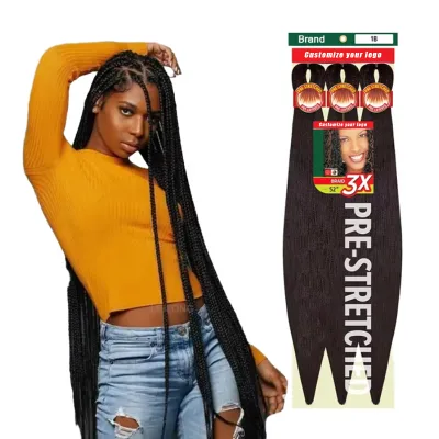 Wholesale High Temperature Dyed Box Braids 52inch 310g Synthetic Pre-Stretched Machine Double Weft Customized Colors Hair