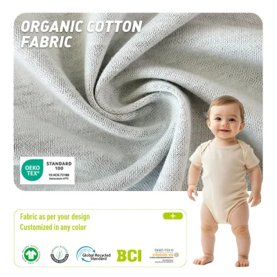 Organic Cotton Knit Fabric 26S 160gsm GOTS Certified Origin Turkey Apparel Textile Wholesale