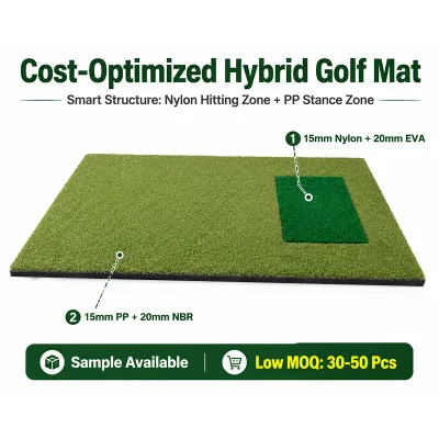 Replaceable Nylon Insert and Cost Saving PP Turf Area Commercial Golf Hitting Mat for Simulator Golf Practice