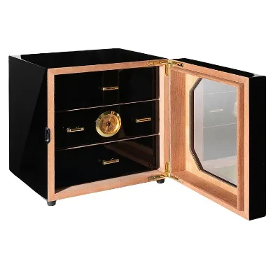 Luxury Large Cedar Wooden case Cigar Accessories Storage Black Box Display Large 3 Drawers Humidor Cigar Cabinet