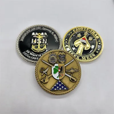 High Quality Old Custom Coin Antique Plating Metal Dragon Challenge Coin Die Struck Hard Enamel Anniversary