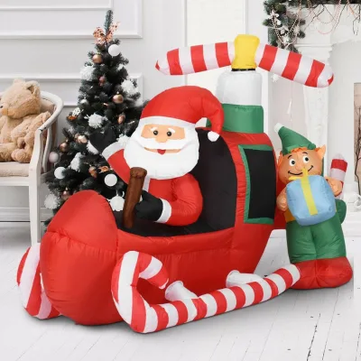 Waterhan Christmas Inflatable PVC Helicopter Santa Motion Snowman Round/Ellipse Shape 195cm 2-Color Silk Screen Printed 8-13+
