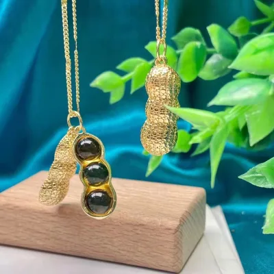 Natural Healing Crystal Gemstone Peanut Shape Gemstone Pendant Gemstone Charms Pendant for Jewelry Making
