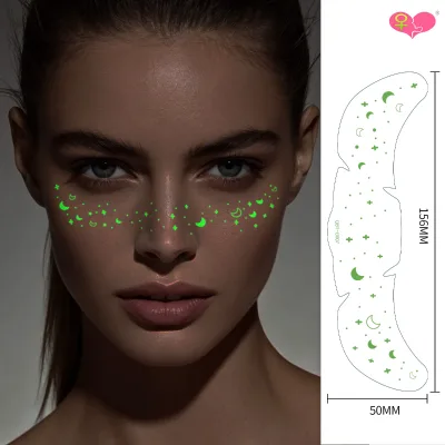 Luminous Freckle Face Tattoo Stickers, UV Glow Star Freckle Temporary Tattoos for Music Festival Rave Party